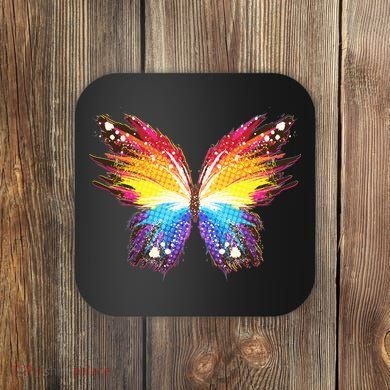 Wildly Painted Rainbow Butterfly Coaster
