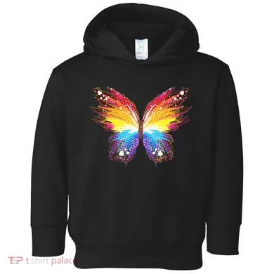 Wildly Painted Rainbow Butterfly Toddler Hoodie