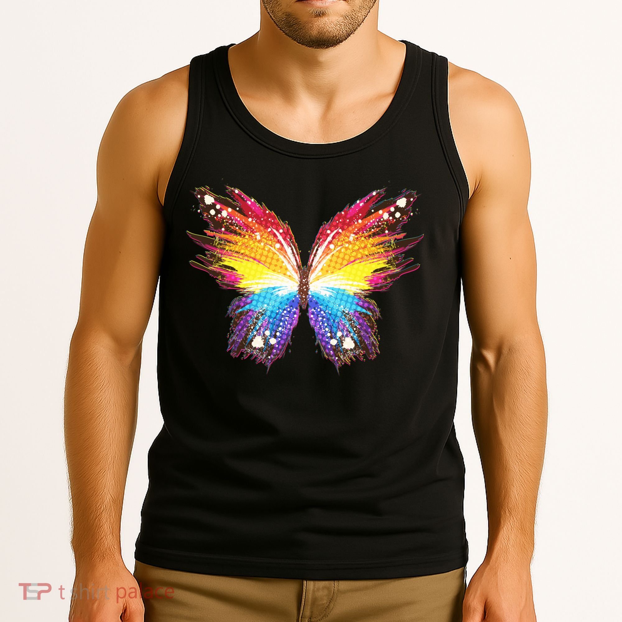 Wildly Painted Rainbow Butterfly Tank Top