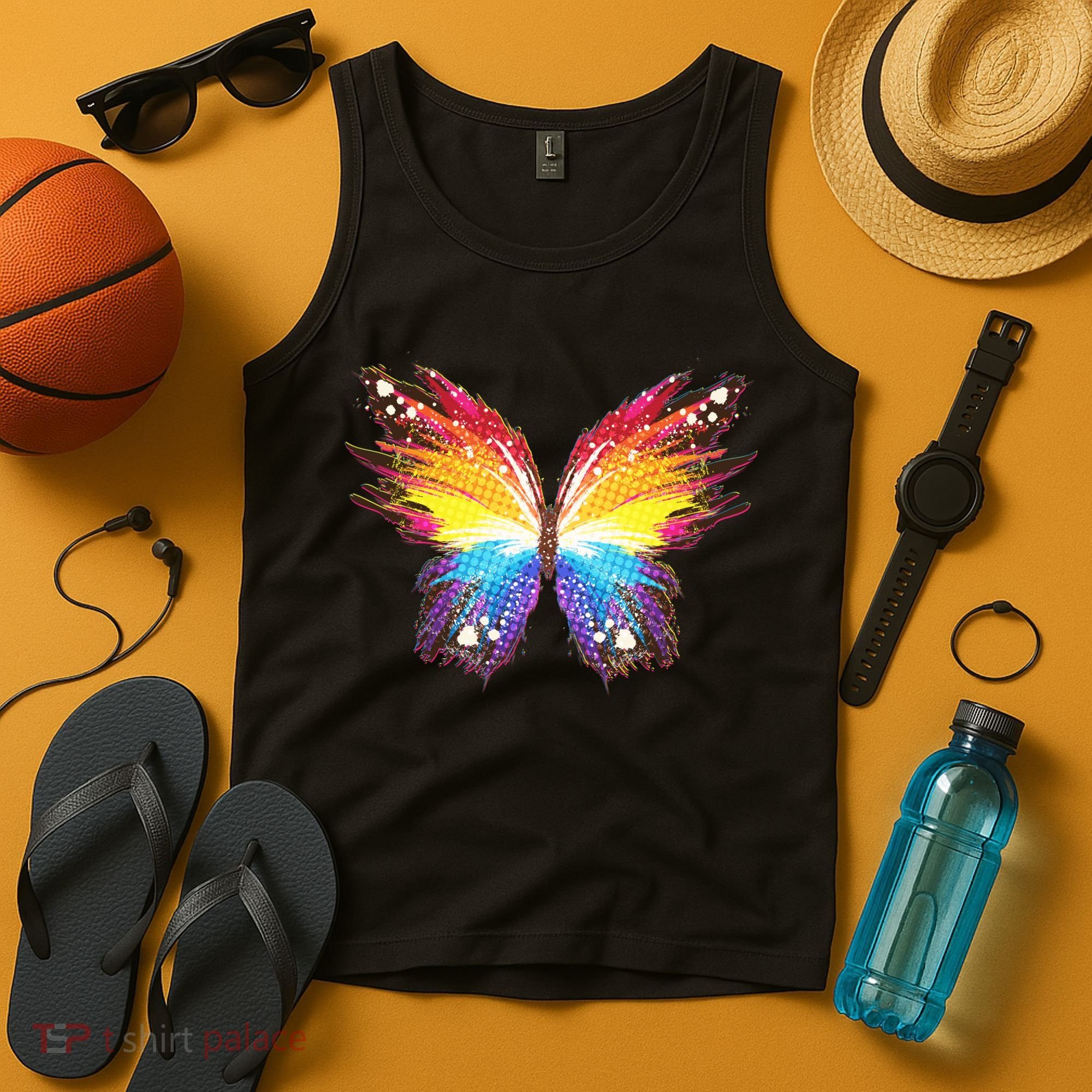 Wildly Painted Rainbow Butterfly Tank Top