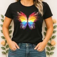Wildly Painted Rainbow Butterfly Women's T-Shirt thumb 2