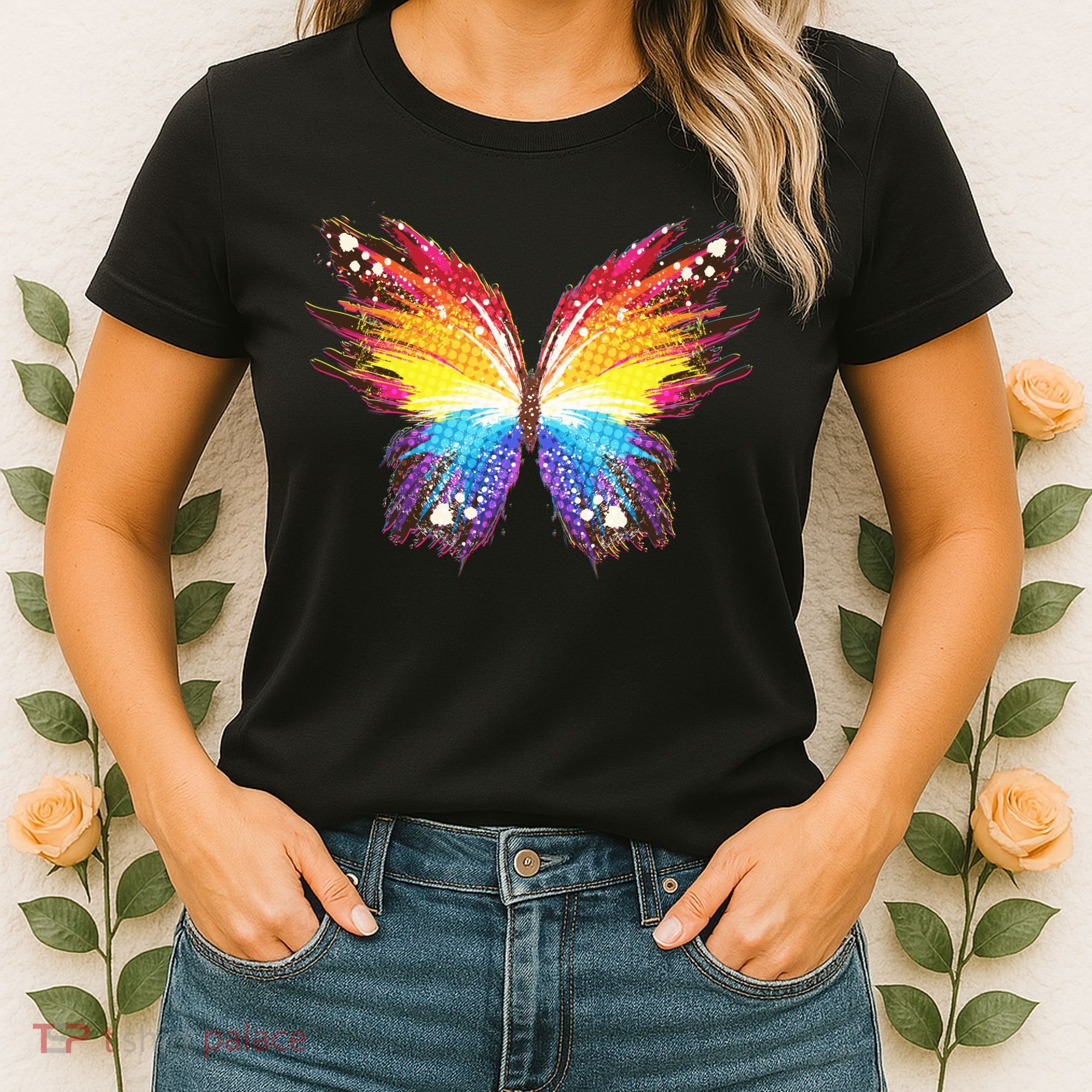 Wildly Painted Rainbow Butterfly Women's T-Shirt