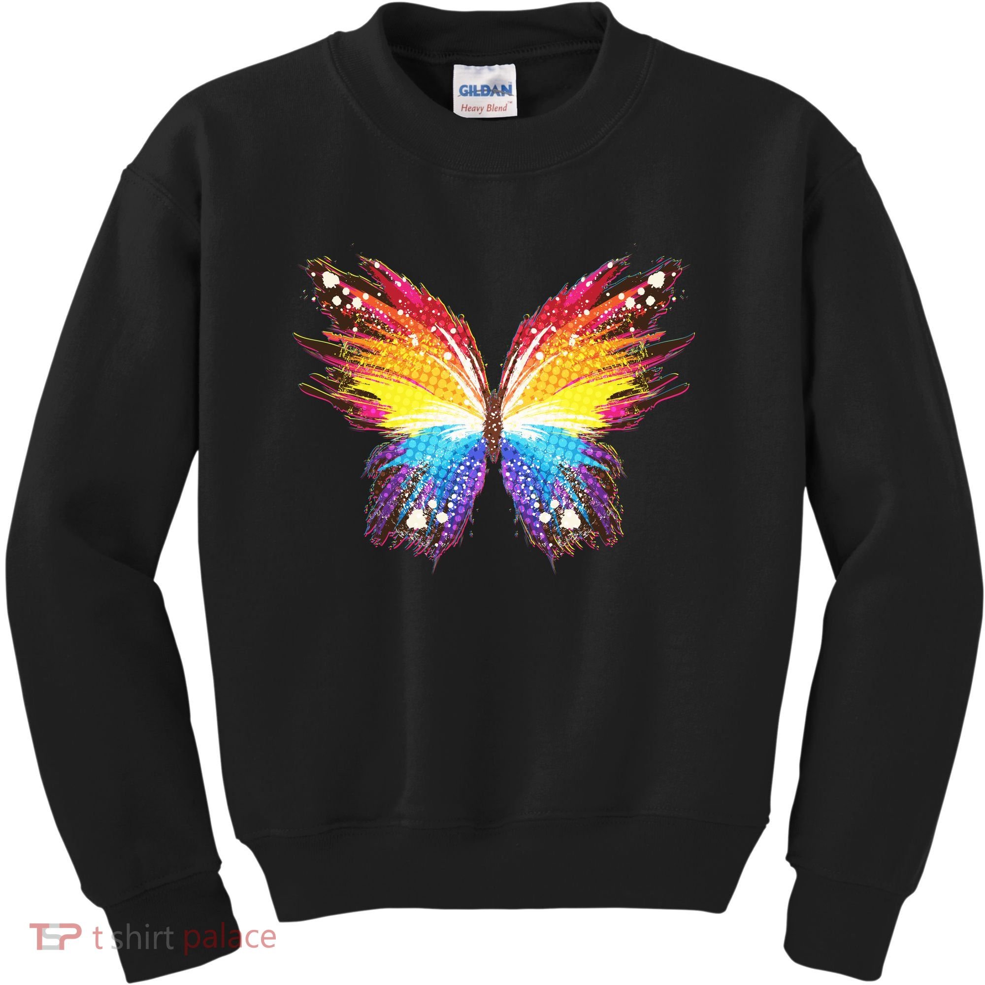 Wildly Painted Rainbow Butterfly Kids Sweatshirt