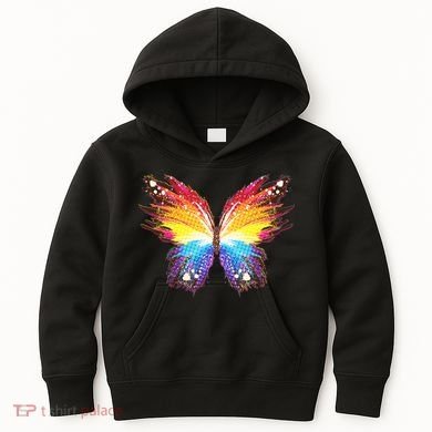 Wildly Painted Rainbow Butterfly Kids Hoodie