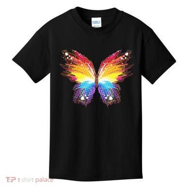 Wildly Painted Rainbow Butterfly Kids T-Shirt