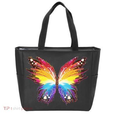 Wildly Painted Rainbow Butterfly Tote Bag