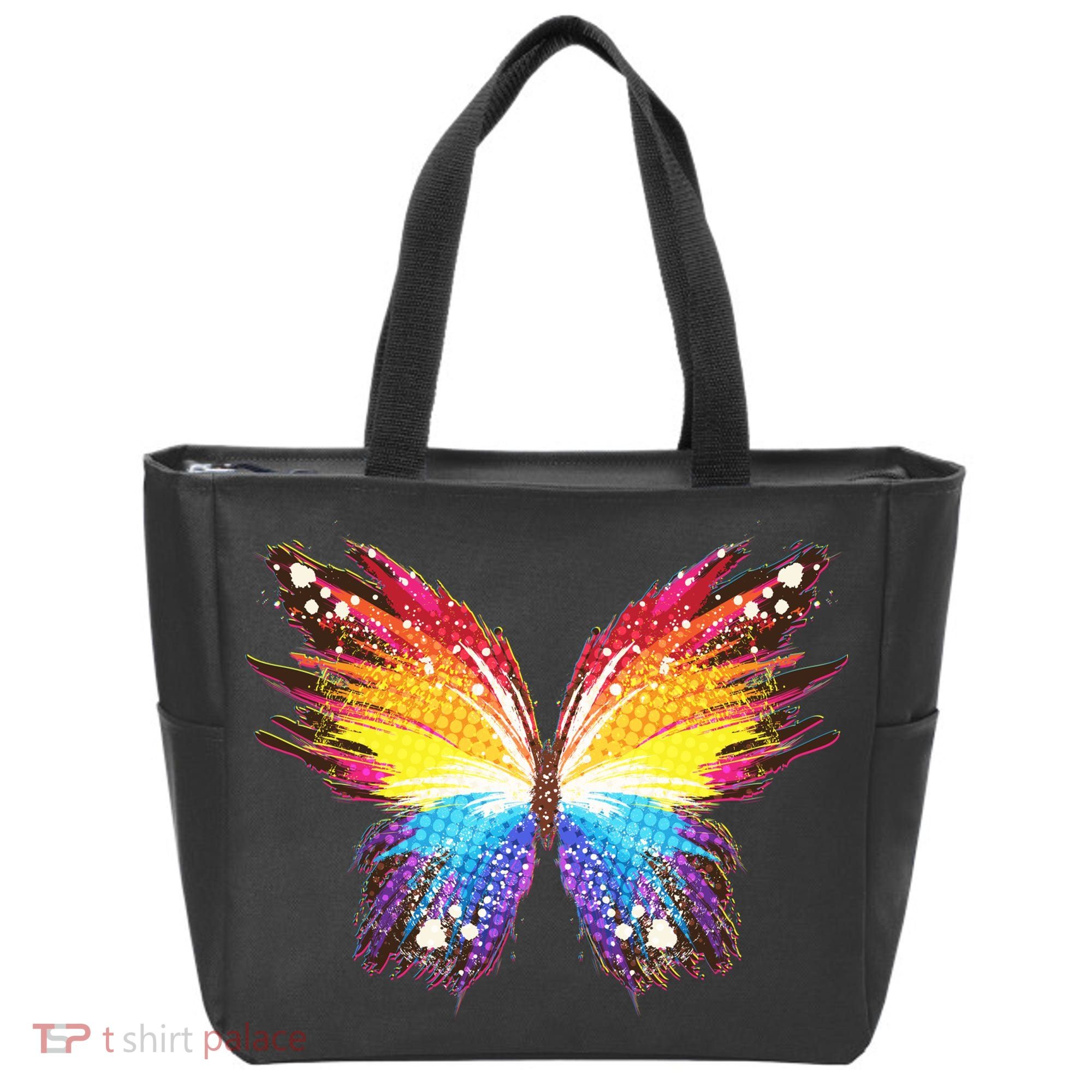 Wildly Painted Rainbow Butterfly Tote Bag