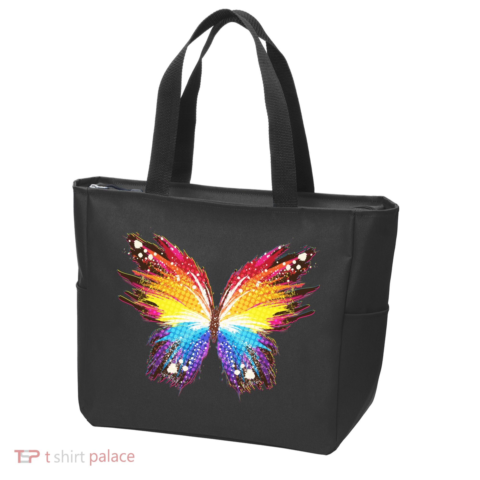 Wildly Painted Rainbow Butterfly Tote Bag