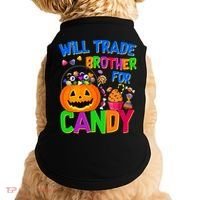 Will Trade Brother For Candy Funny Halloween Doggie Tank thumb 0