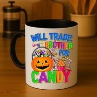 Will Trade Brother For Candy Funny Halloween Coffee Mug thumb 4