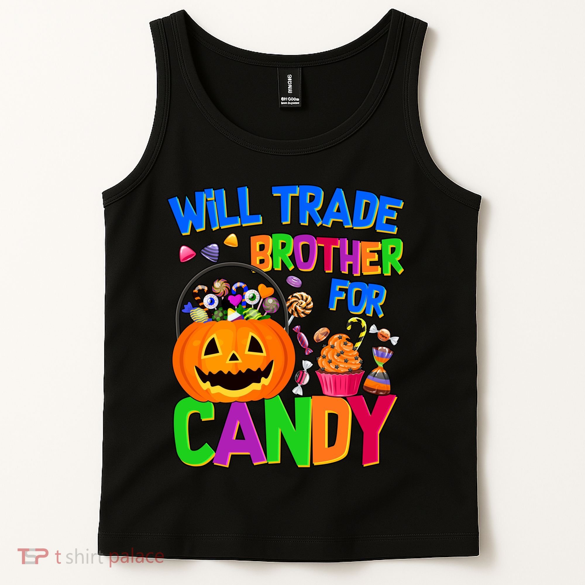 Will Trade Brother For Candy Funny Halloween Tank Top