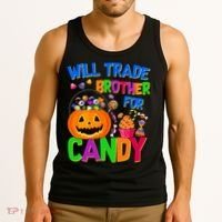 Will Trade Brother For Candy Funny Halloween Tank Top thumb 3