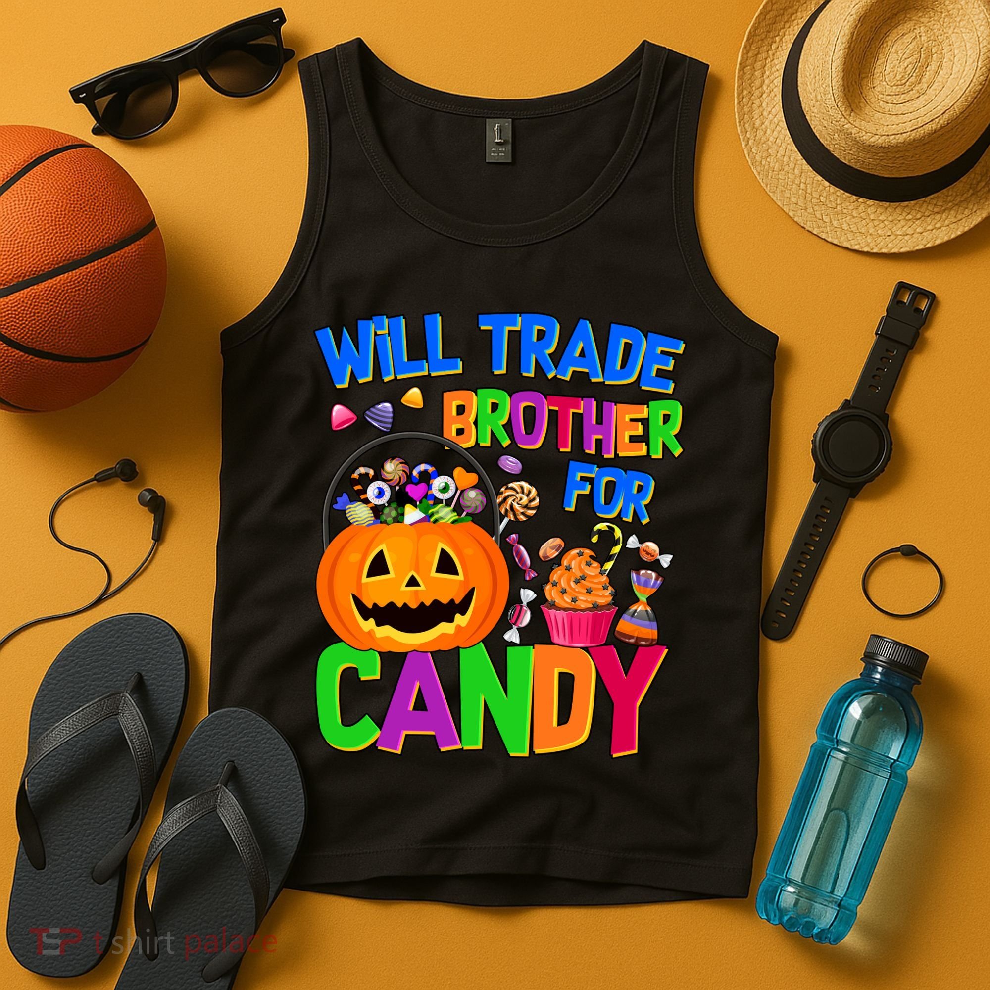 Will Trade Brother For Candy Funny Halloween Tank Top