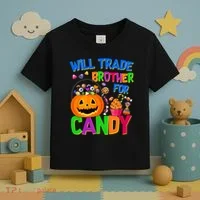Will Trade Brother For Candy Funny Halloween Toddler T-Shirt thumb 3