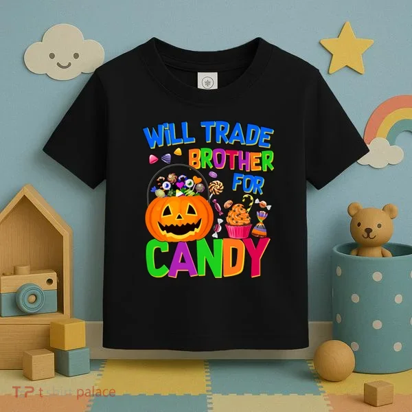 Will Trade Brother For Candy Funny Halloween Toddler T-Shirt