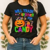 Will Trade Brother For Candy Funny Halloween Women's T-Shirt thumb 2