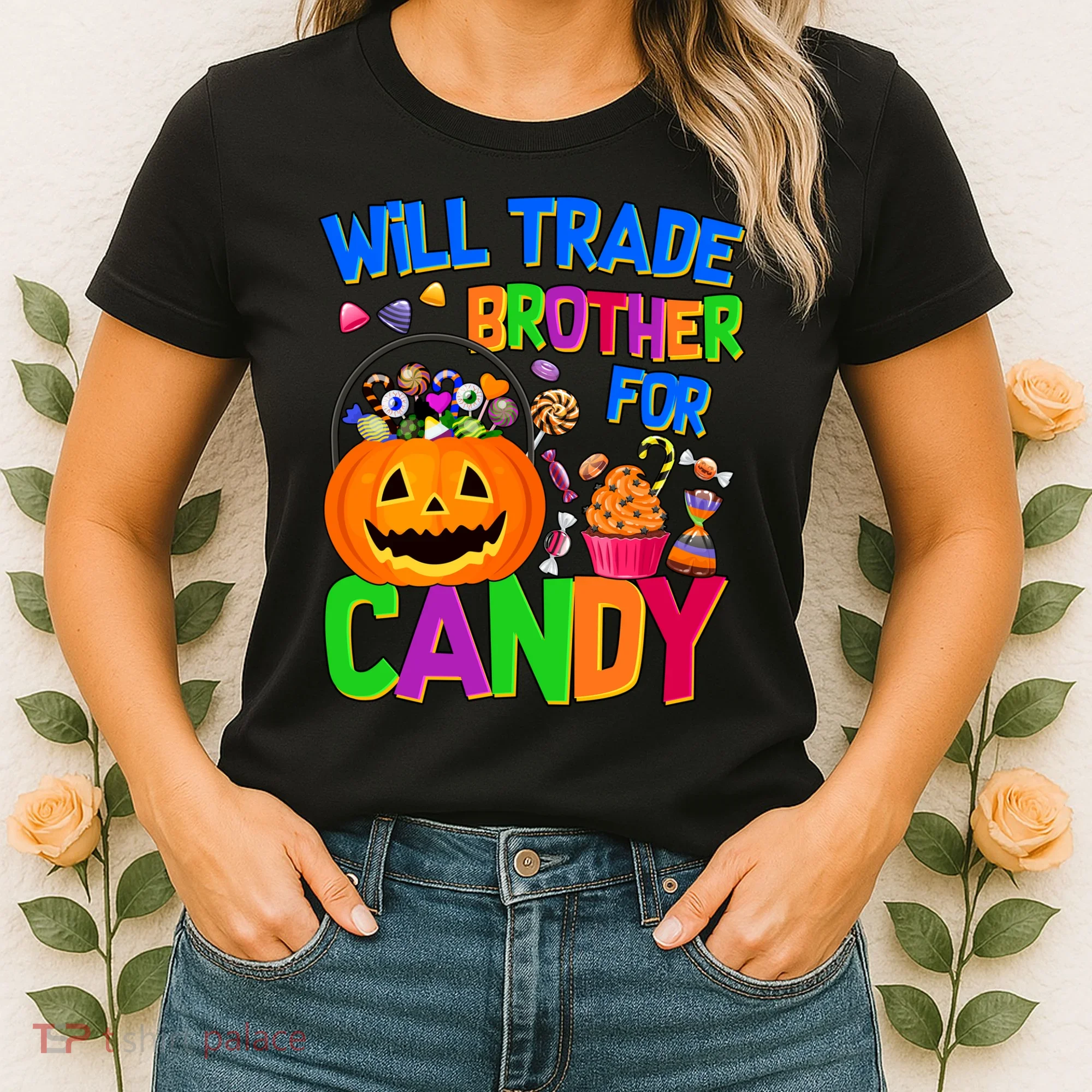 Will Trade Brother For Candy Funny Halloween Women's T-Shirt