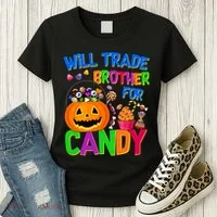 Will Trade Brother For Candy Funny Halloween Women's T-Shirt thumb 3