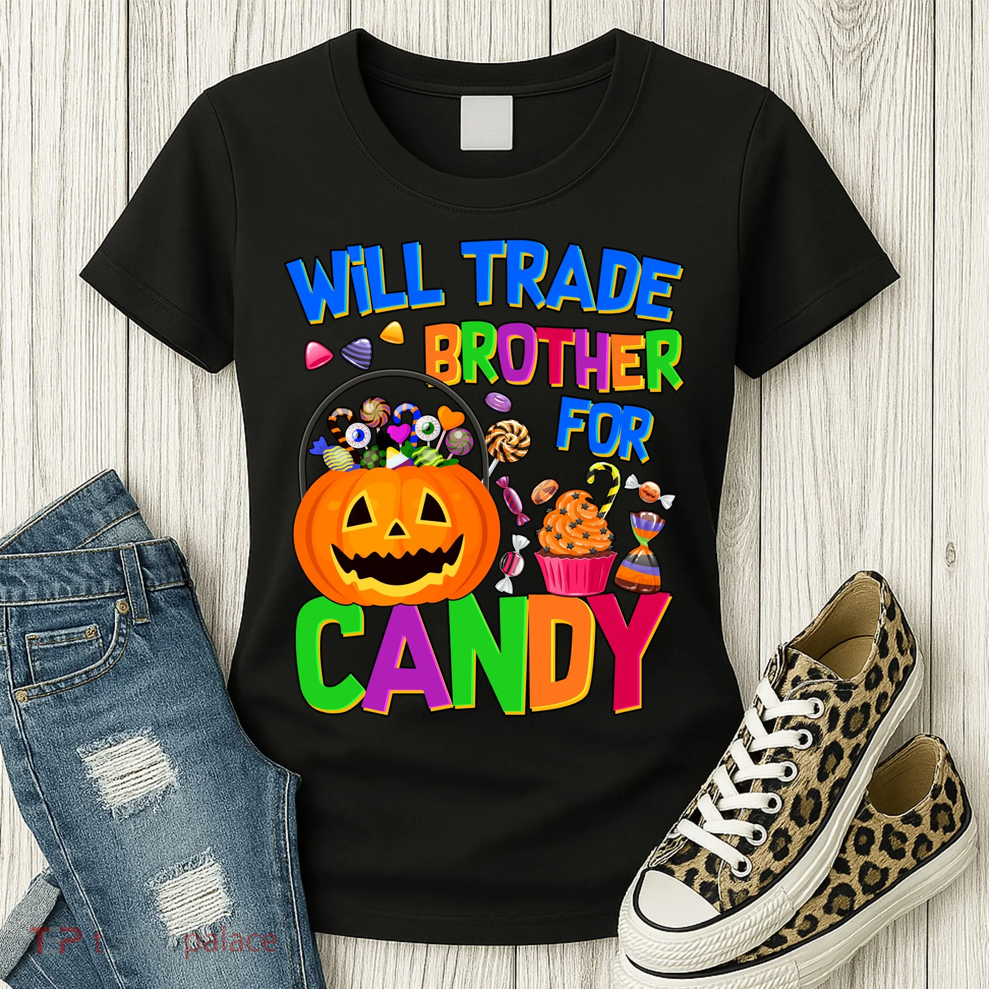 Will Trade Brother For Candy Funny Halloween Women's T-Shirt