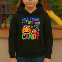 Will Trade Brother For Candy Funny Halloween Kids Hoodie thumb 3