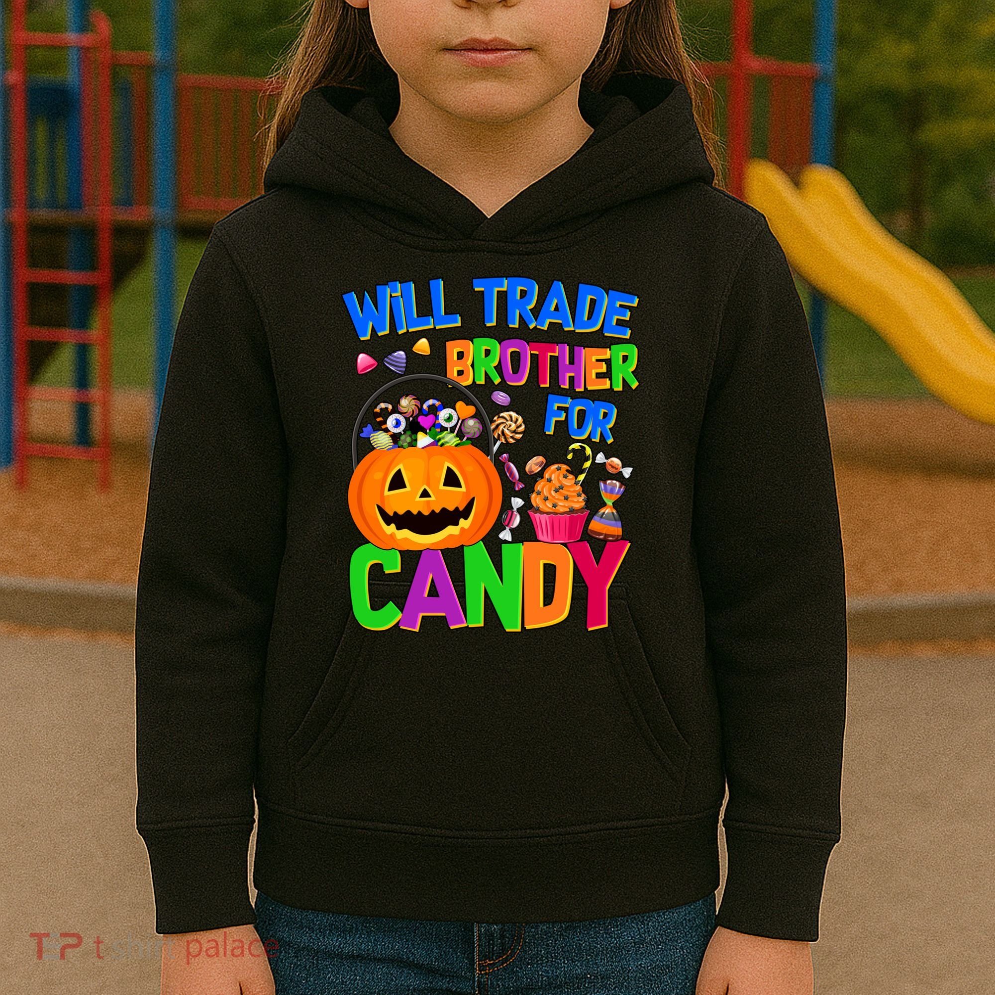 Will Trade Brother For Candy Funny Halloween Kids Hoodie