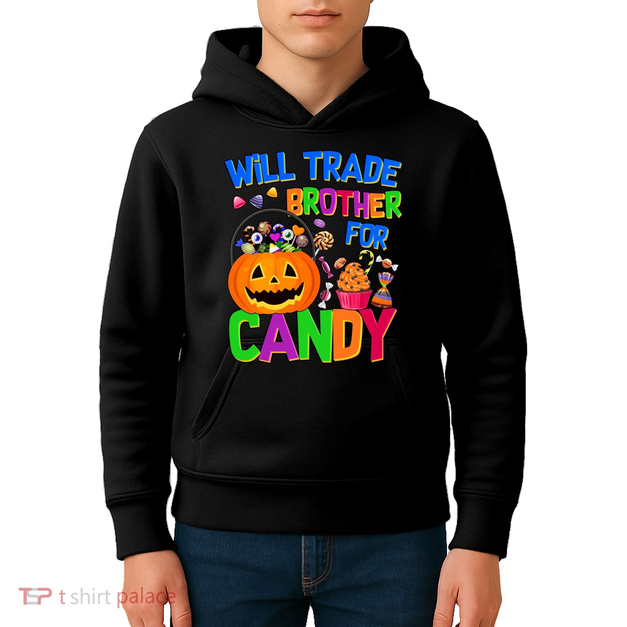 Will Trade Brother For Candy Funny Halloween Kids Hoodie