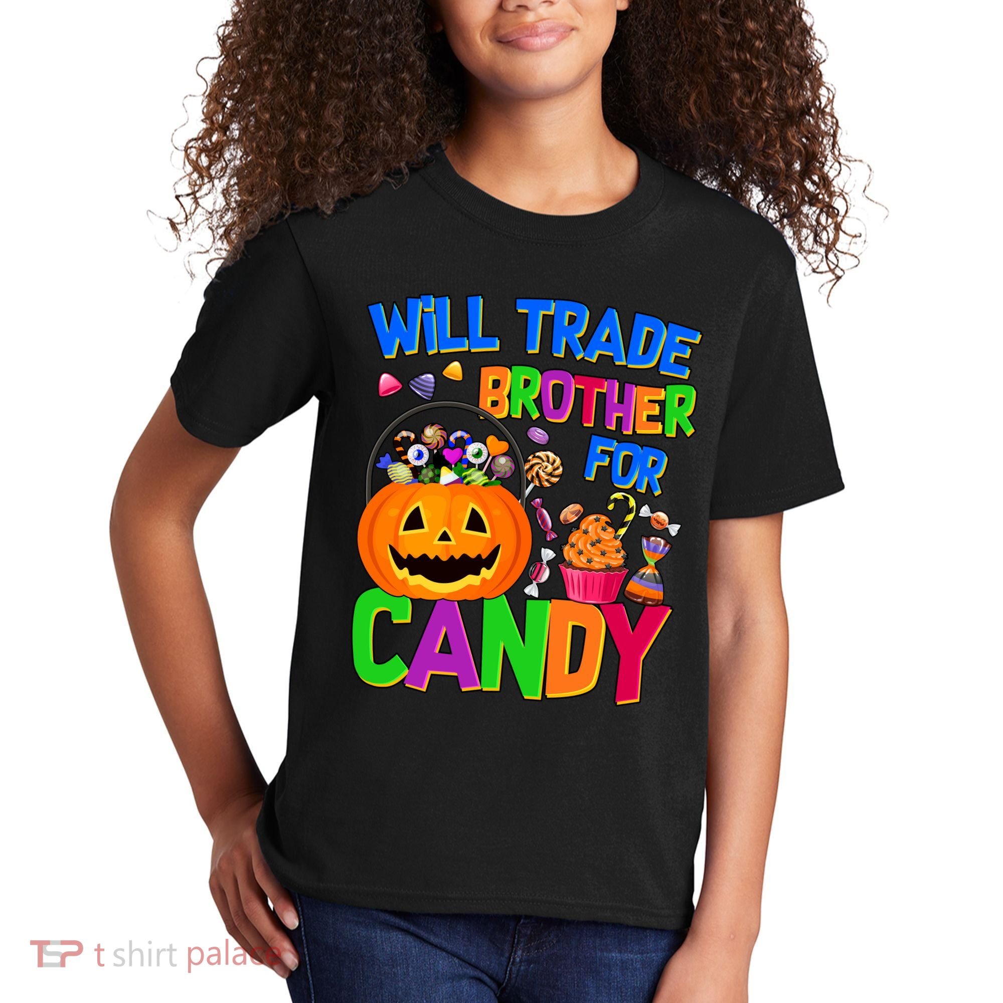 Will Trade Brother For Candy Funny Halloween Kids T-Shirt