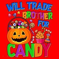 Will Trade Brother For Candy Funny Halloween Santa Hat thumb 1