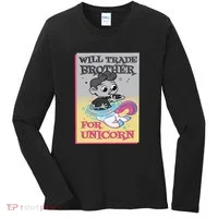 Will Trade Brother For Unicorn Women's Long Sleeve Shirt thumb 0