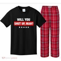 Will You Shut Up Man? Biden Quote Presidential Debate  Kids Plaid Pajama Set thumb 0