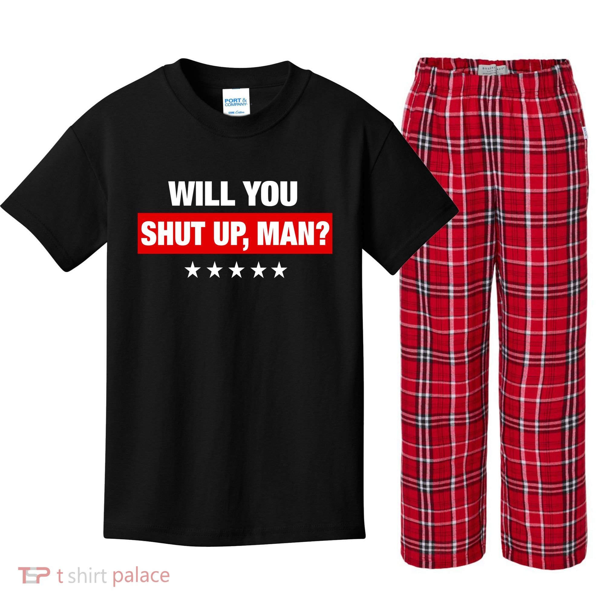 Will You Shut Up Man? Biden Quote Presidential Debate  Kids Plaid Pajama Set