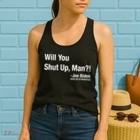 Will You Shut Up Man? Funny Biden Quote President Debate Women's Tank Top thumb 2