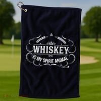 Whiskey Is My Spirit Animal Golf Towel thumb 1
