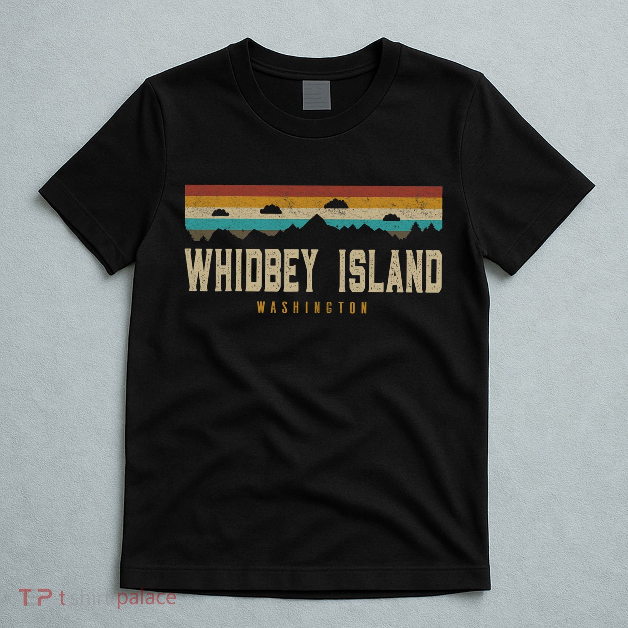 Whidbey Island Mountains Washington Hiking Outdoors Retro T-Shirt