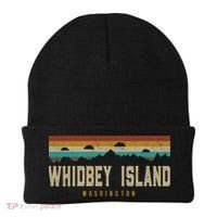 Whidbey Island Mountains Washington Hiking Outdoors Retro Beanie thumb 0