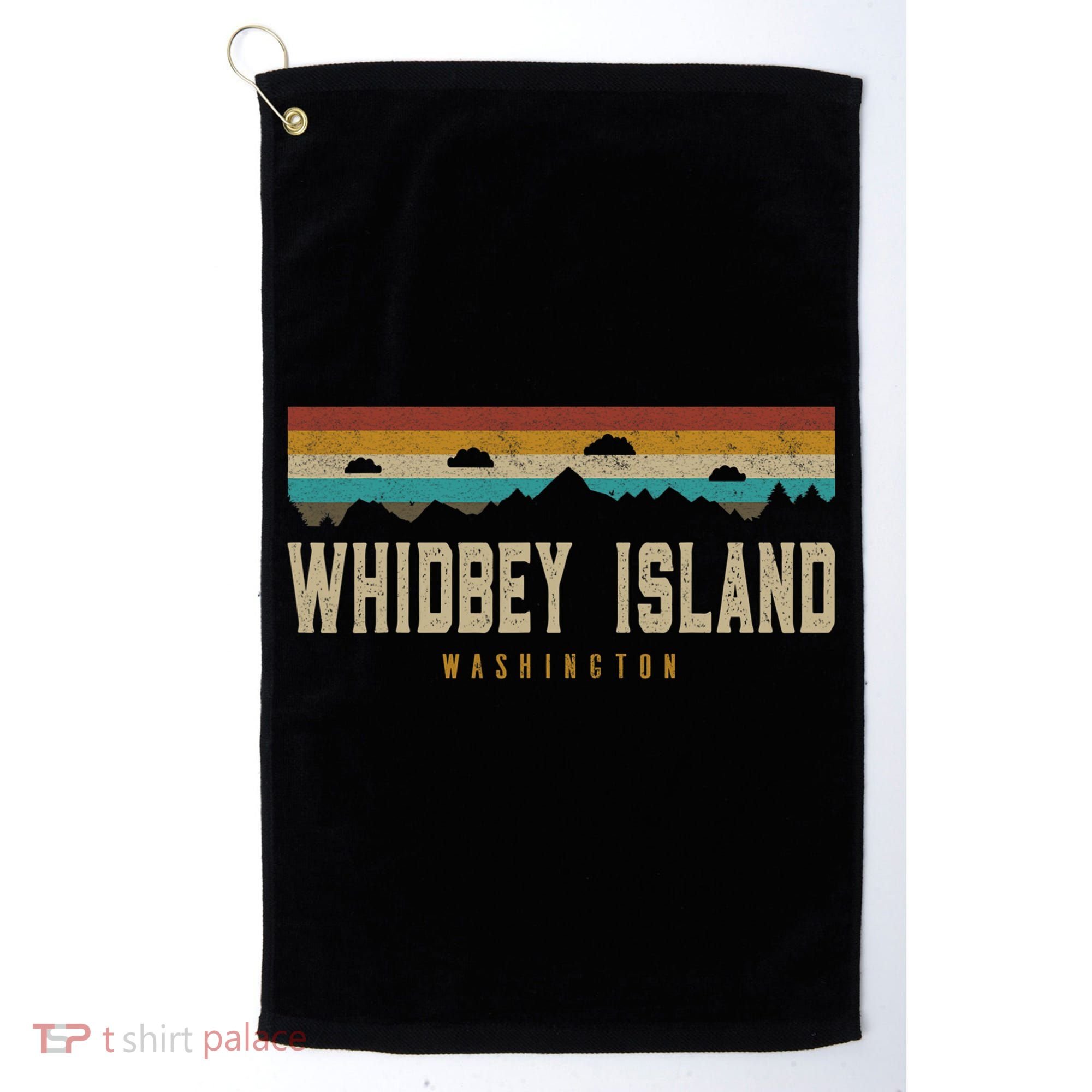 Whidbey Island Mountains Washington Hiking Outdoors Retro Golf Towel