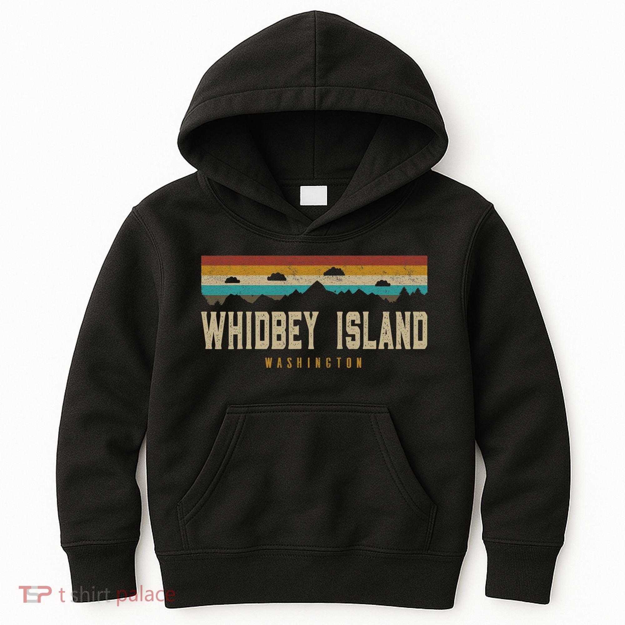 Whidbey Island Mountains Washington Hiking Outdoors Retro Kids Hoodie