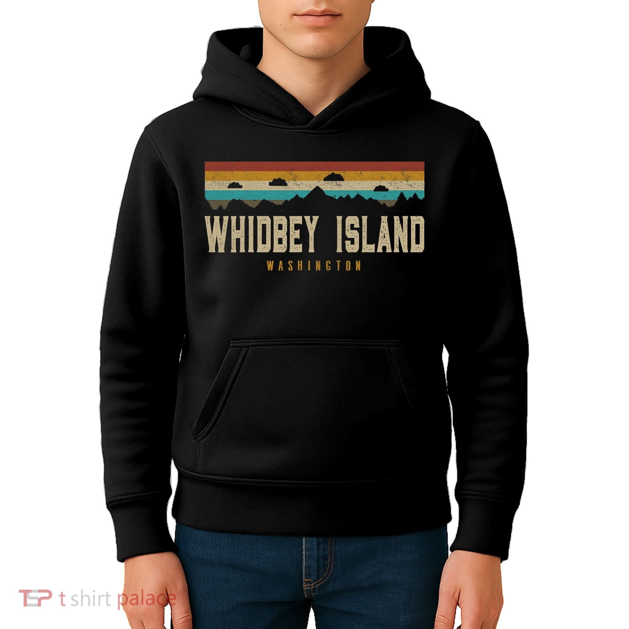 Whidbey Island Mountains Washington Hiking Outdoors Retro Kids Hoodie