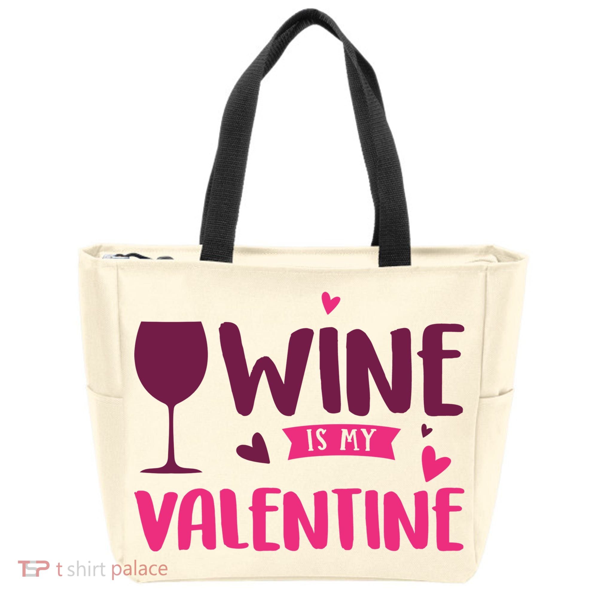 Wine Is My Valentine Funny Holiday Tote Bag