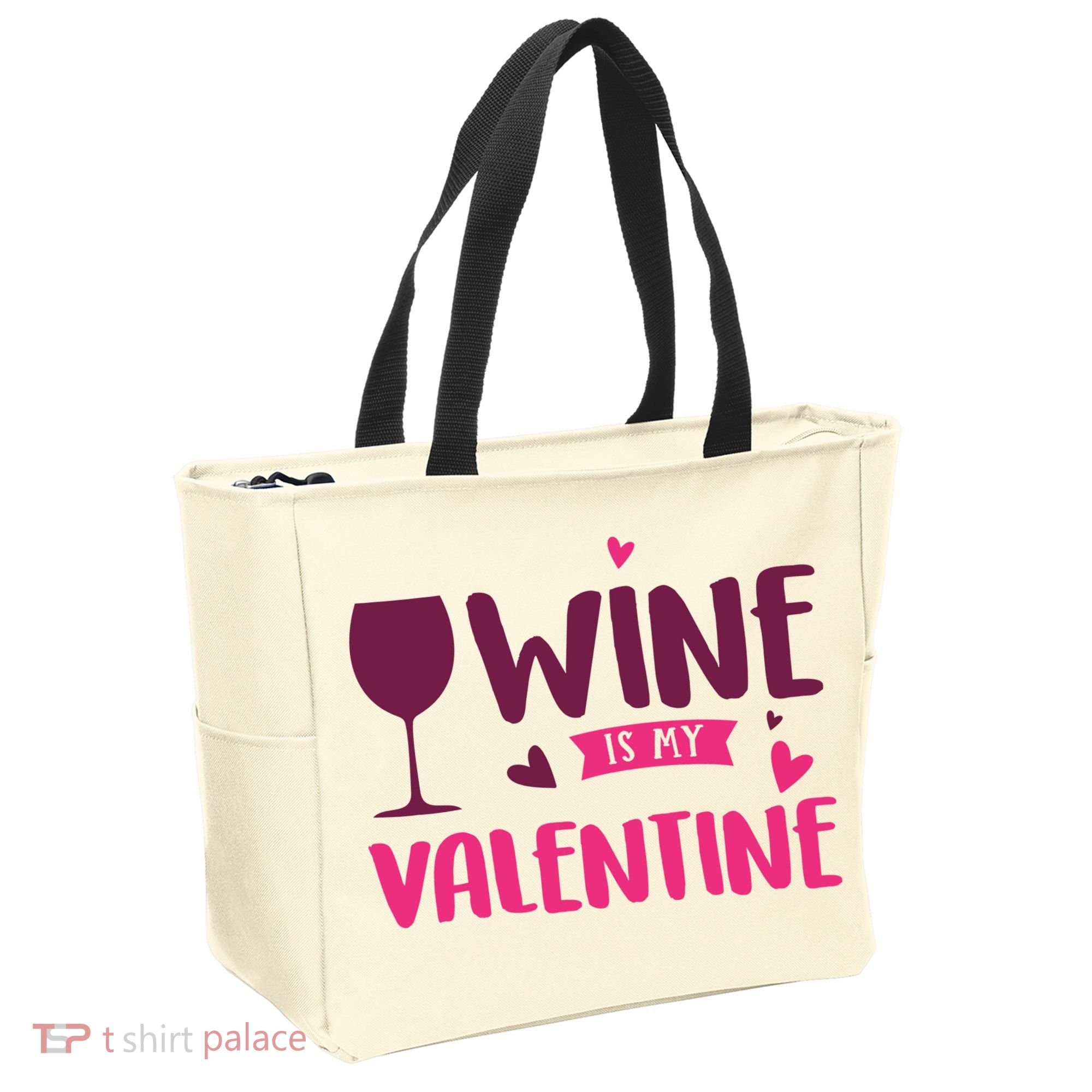 Wine Is My Valentine Funny Holiday Tote Bag