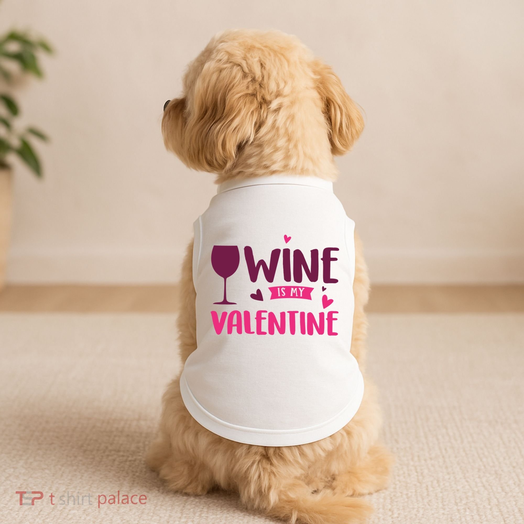 Wine Is My Valentine Funny Holiday Doggie Tank