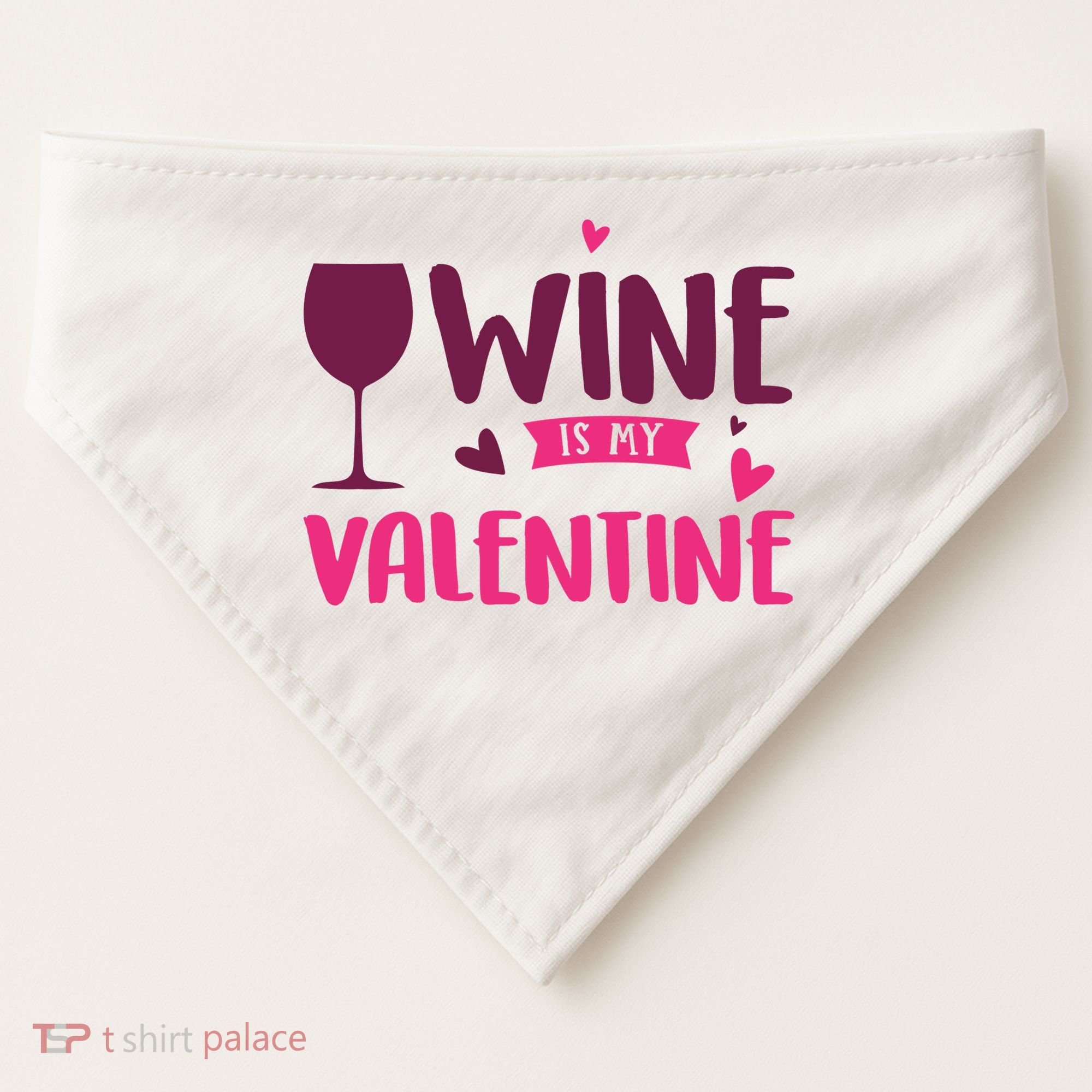 Wine Is My Valentine Funny Holiday USA-Made Doggie Bandana