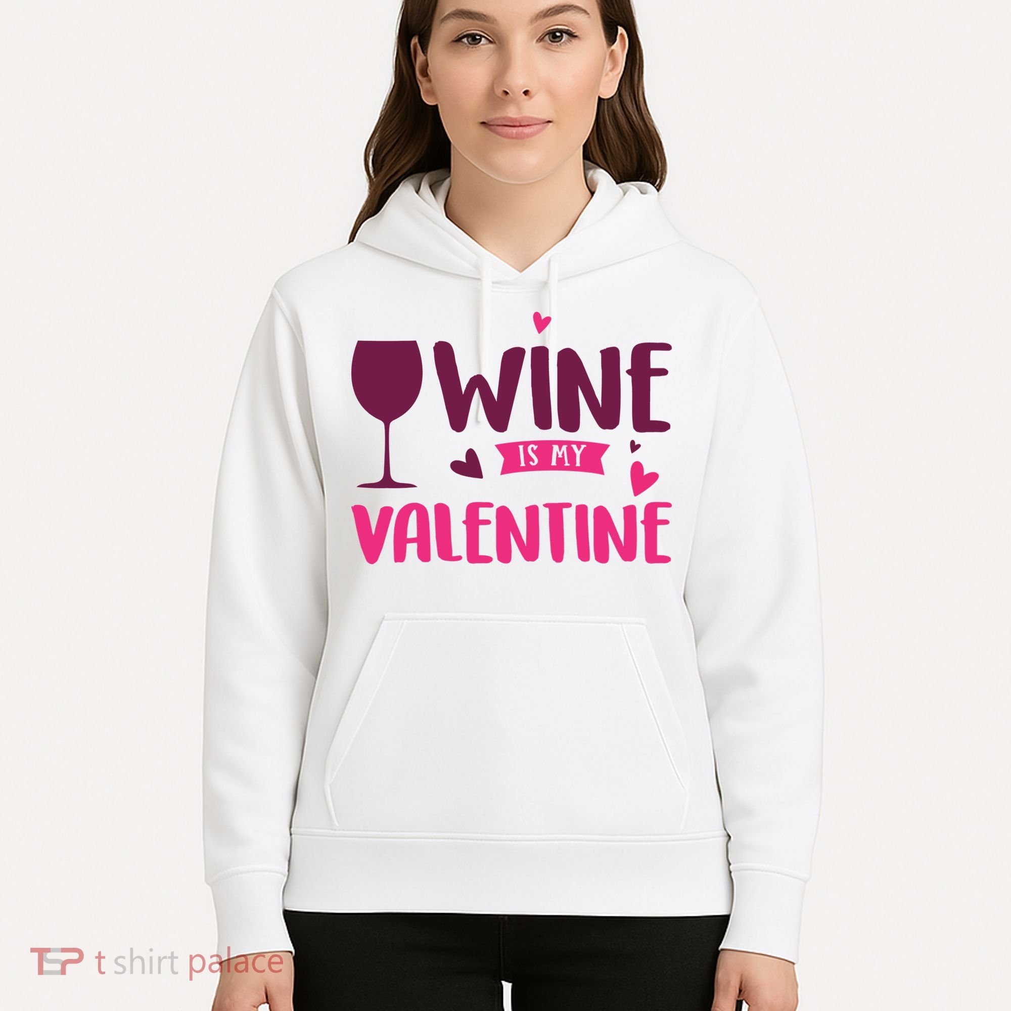 Wine Is My Valentine Funny Holiday Hoodie
