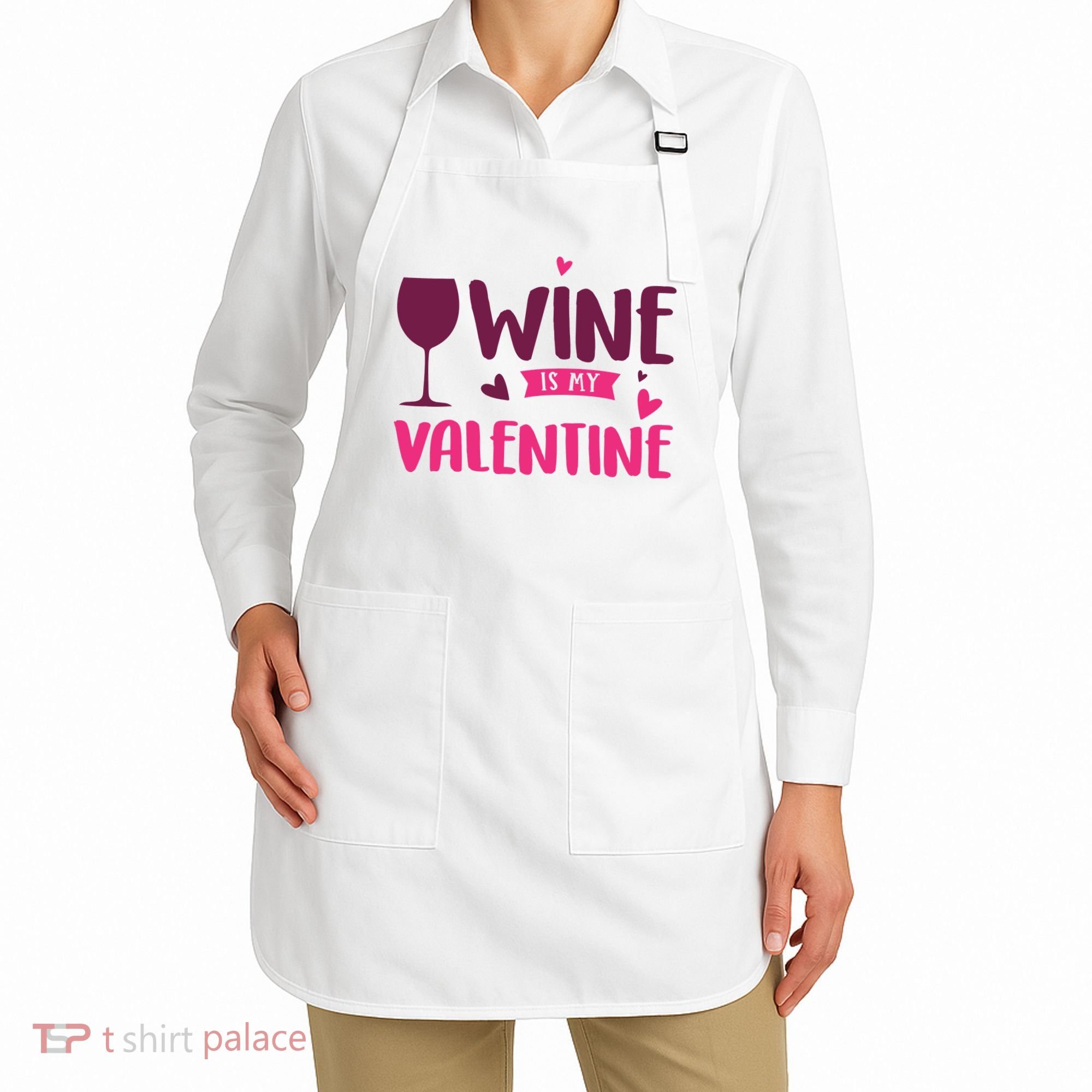 Wine Is My Valentine Funny Holiday Apron