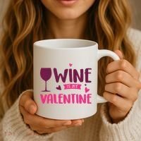 Wine Is My Valentine Funny Holiday Coffee Mug thumb 3