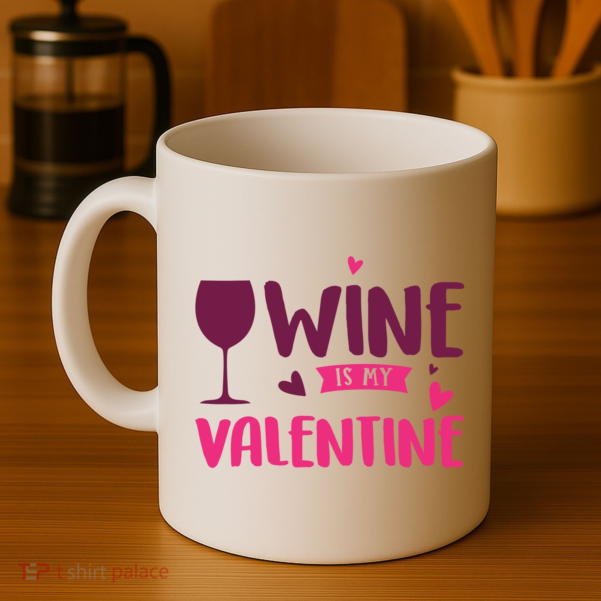 Wine Is My Valentine Funny Holiday Coffee Mug