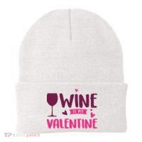 Wine Is My Valentine Funny Holiday Beanie thumb 0