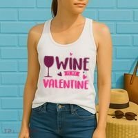 Wine Is My Valentine Funny Holiday Women's Tank Top thumb 2