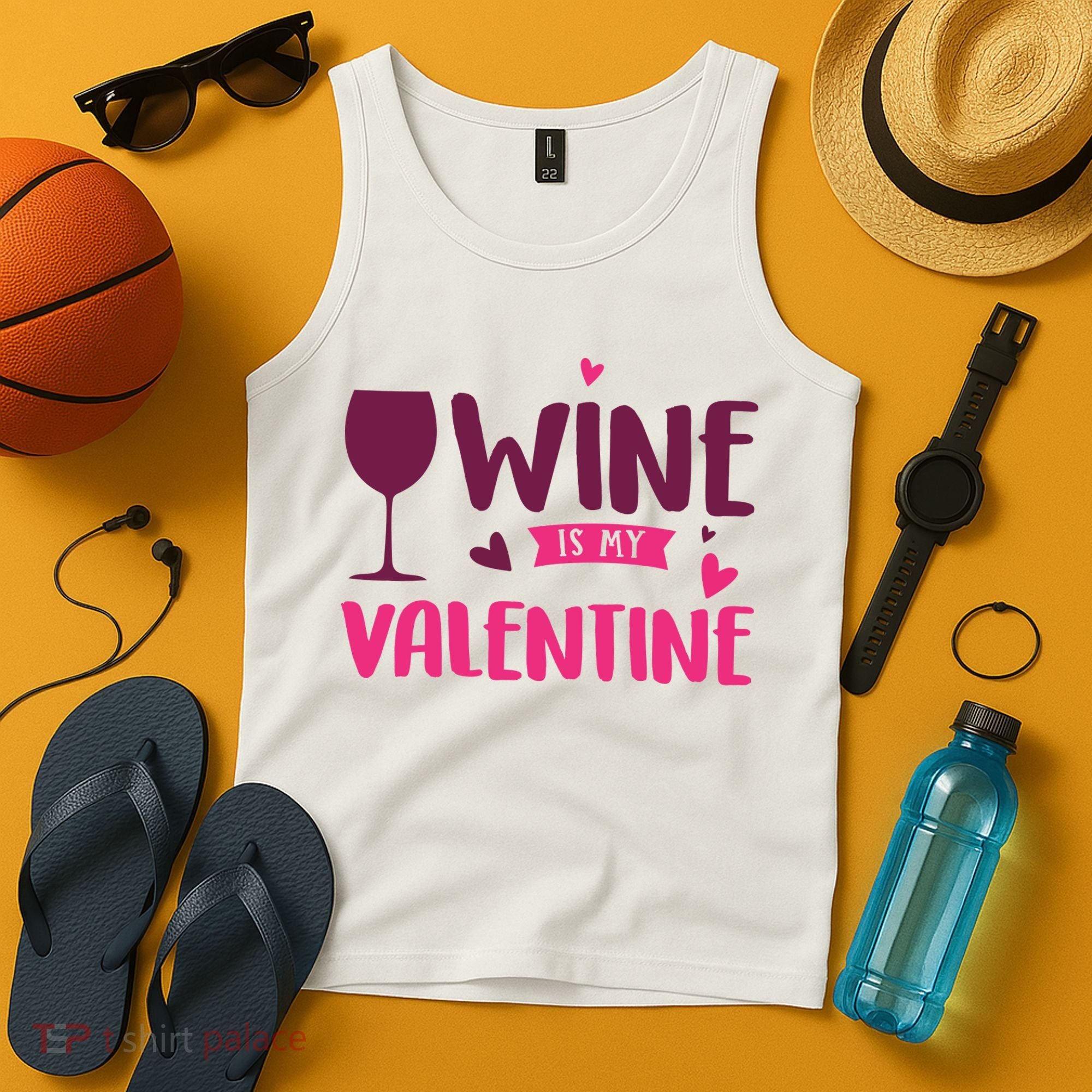 Wine Is My Valentine Funny Holiday Tank Top