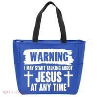 Warning I May Start Talking About Jesus At Any Time Tote Bag thumb 0